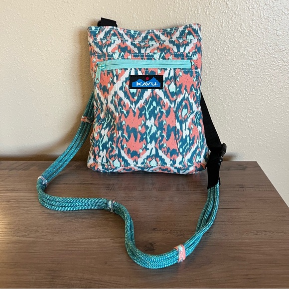 Kavu Purse Keepalong Sling Bag Rope Crossbody Canvas Travel Beach Paint Design - Picture 1 of 12